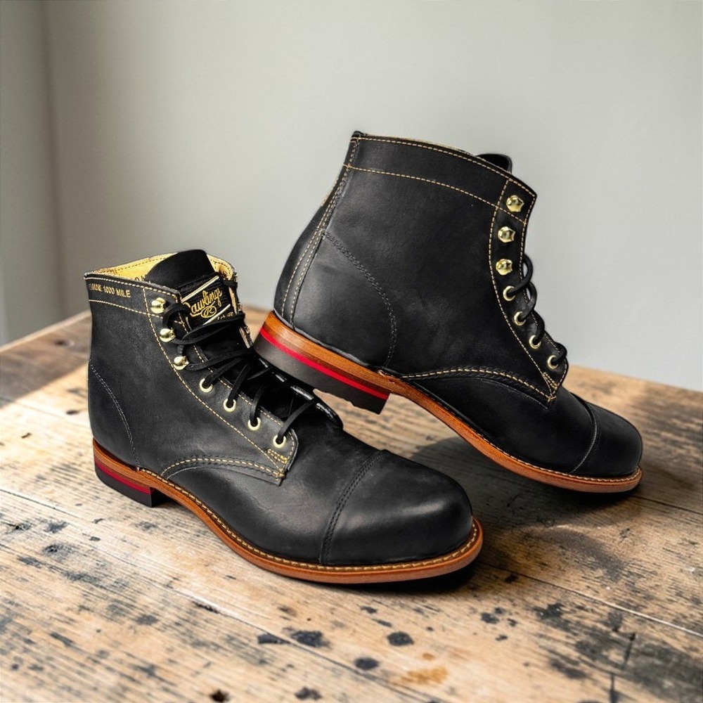 Wolverine 1000 Mile Rawlings Boots Mens‎ 11 Black Gold Glove Leather W08012 NEW - Picture 2 of 16